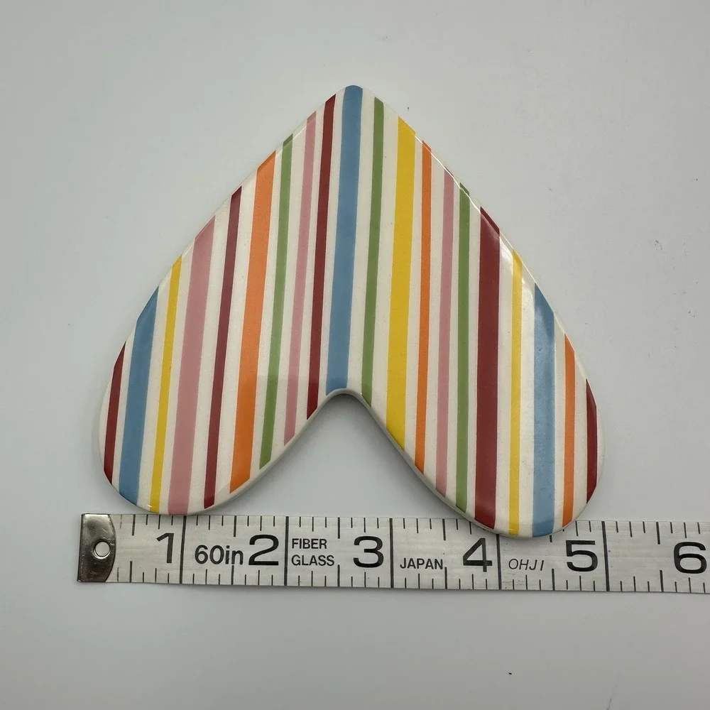 Coton Colors Happy Everything White Striped 4x6 Picture Frame Mini Heart Attach